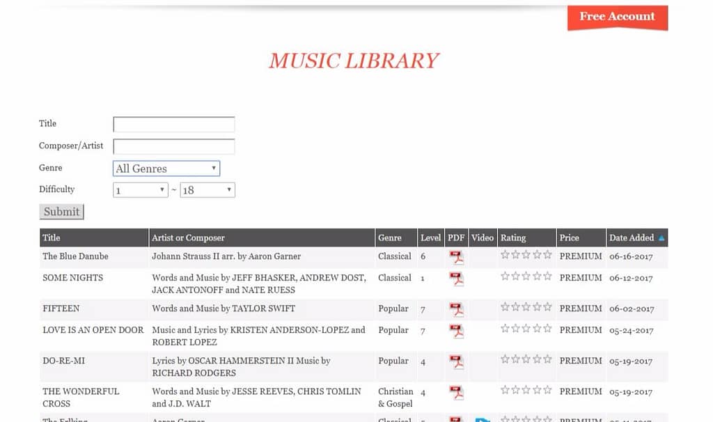 Piano Marvel library